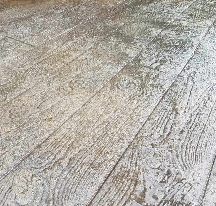 Wood Plank Stamped Patio