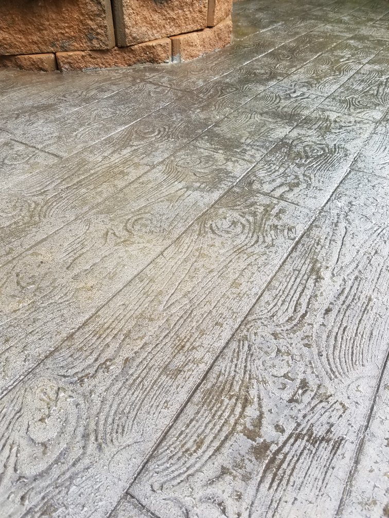 Wood Plank Stamped Concrete Patio